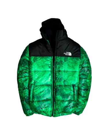 Green nuptse jacket on sale