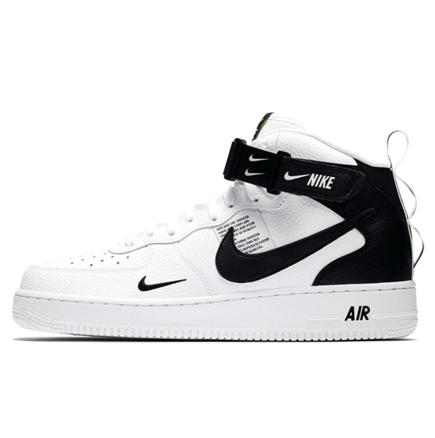 Nike Air Force 1 Mid Utility White Black 07 LV8 Winter с МЕХОМ