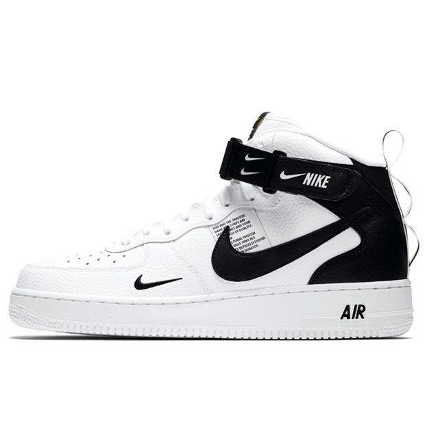 Nike Air Force 1 Mid Utility White Black 07 LV8 Winter з ХУТРОМ