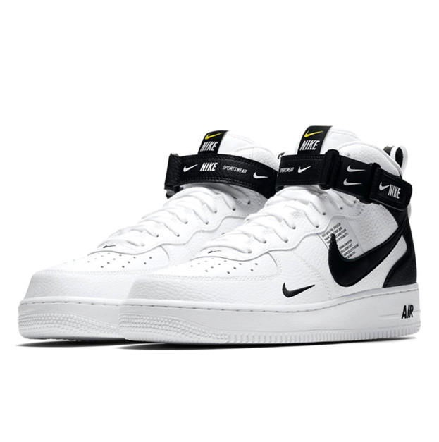 Nike Air Force 1 Mid Utility White Black 07 LV8 Winter з ХУТРОМ