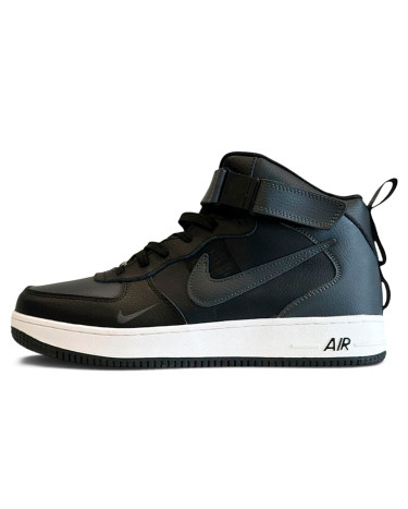 Nike Air Force 1 Utility HIgh Black White Winter з ХУТРОМ