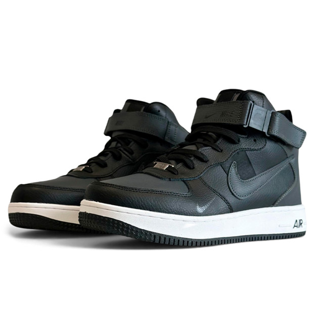 Nike Air Force 1 Utility HIgh Black White Winter з ХУТРОМ