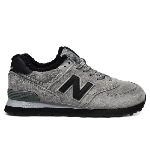 New Balance 574 Grey Black Two З ХУТРОМ