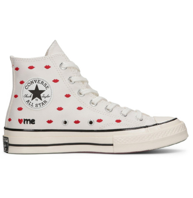 Кеди Converse High Chuck 70 Embroidered Lips High Love Me Vintage White A01601C