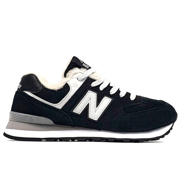 New Balance 574 White Black Winter С МЕХОМ