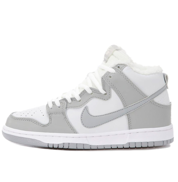 Nike SB Dunk High Grey White Winter С МЕХОМ