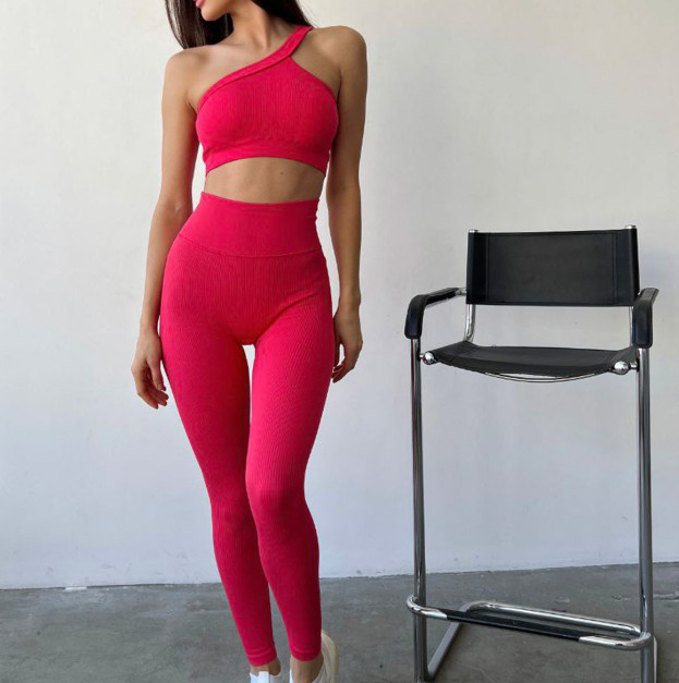 Легінси Червоні в Рубчик з Push-Up Ефектом