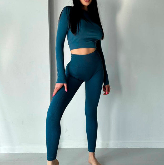 Легінси Сапфірові в Рубчик з Push-Up Ефектом