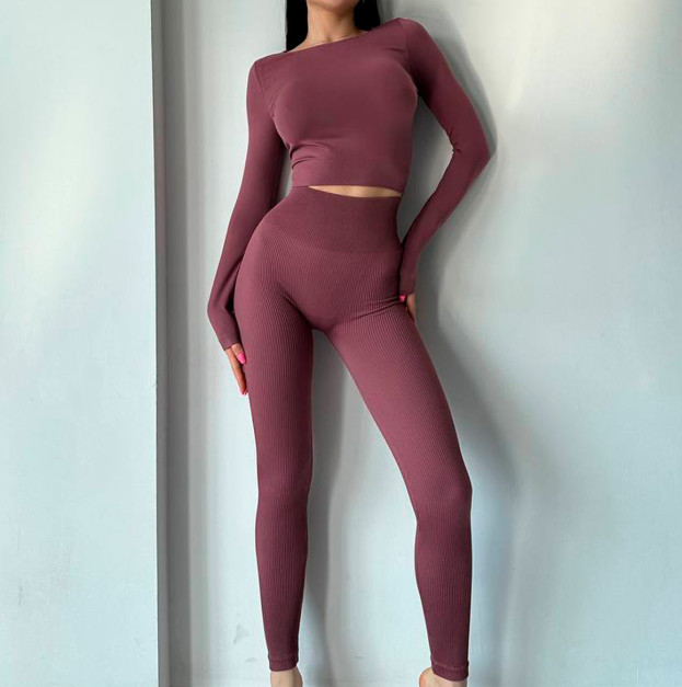 Легінси Марун в Рубчик з Push-Up Ефектом