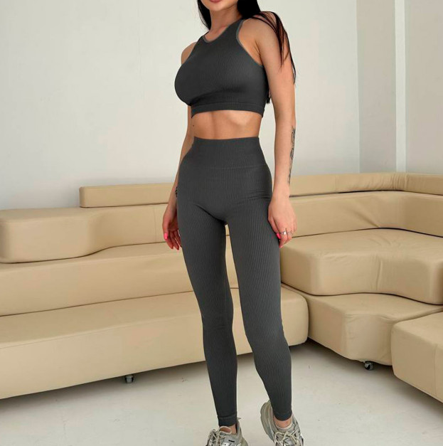 Легінси Сірі в Рубчик з Push-Up Ефектом