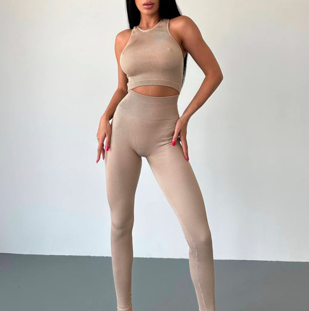 Легінси Бежеві в Рубчик з Push-Up Ефектом