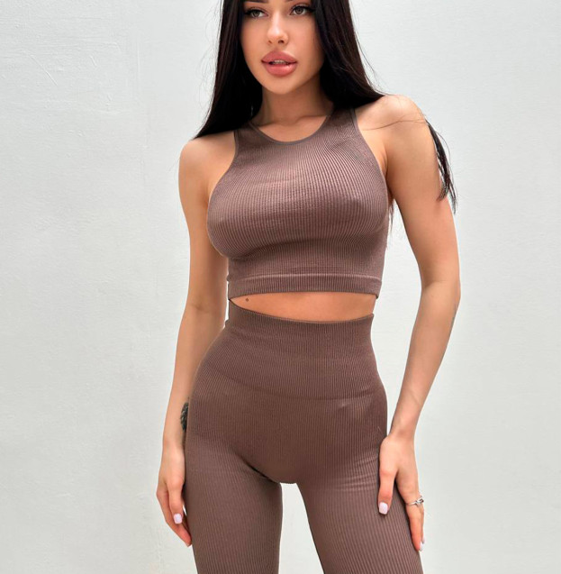 Топ Спортивний Коричневий в Рубчик