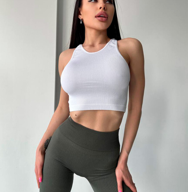 Топ Спортивний Білий в Рубчик