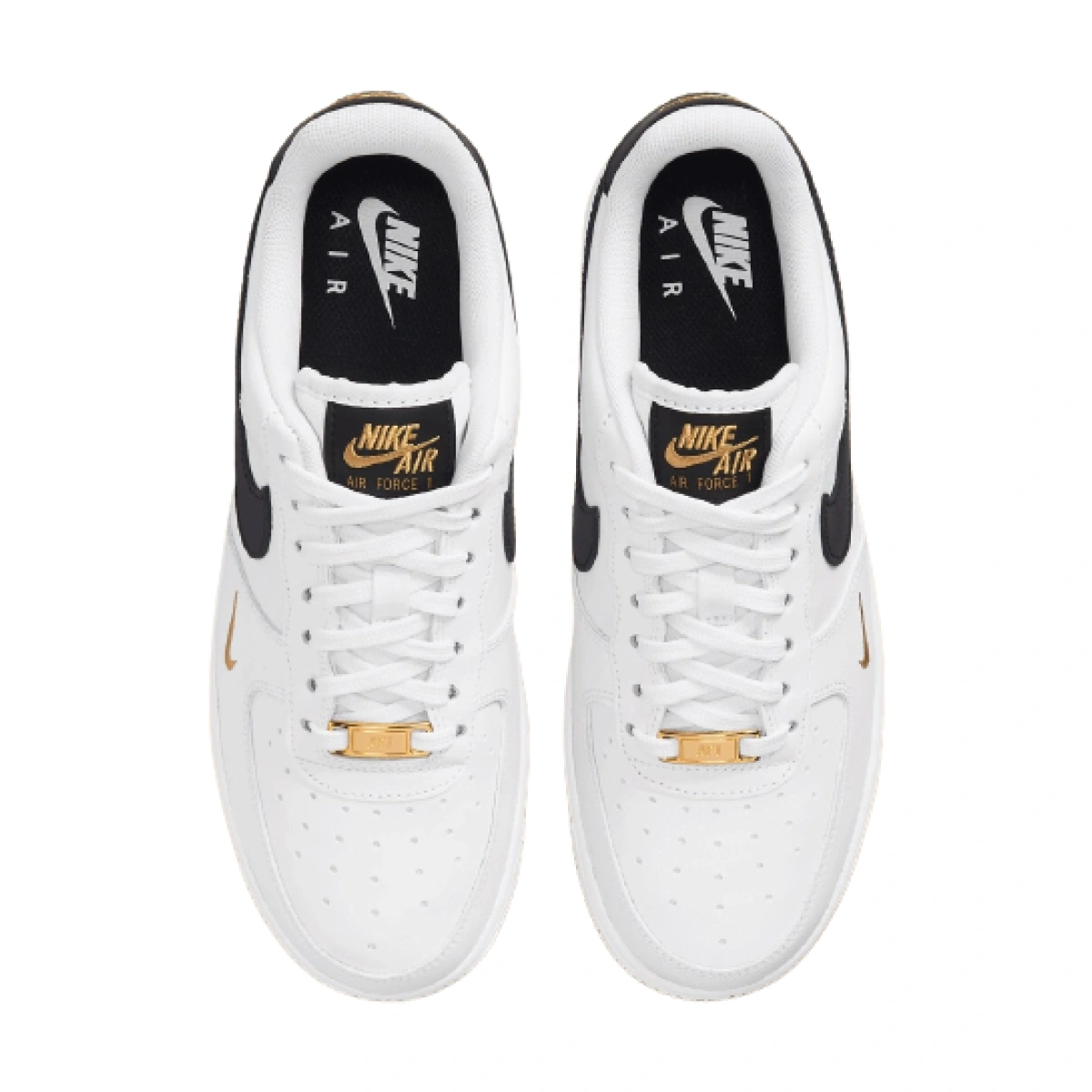Nike Air Force 1 Low 07 Essential White Black Gold Mini Swoosh CZ0270 102 FKS56435 Footers