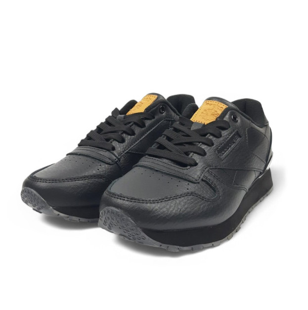 Reebok Classic Leather Black Grey С ФЛИСОМ