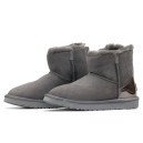 Ботинки UGG Classic Mini Grey Silver Zip Lacquer