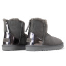Оригинал UGG Classic Mini Grey Silver Zip Lacquer