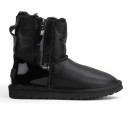 Придбати UGG Classic Short Double Zip Black Leather Lacquer FKS2355893