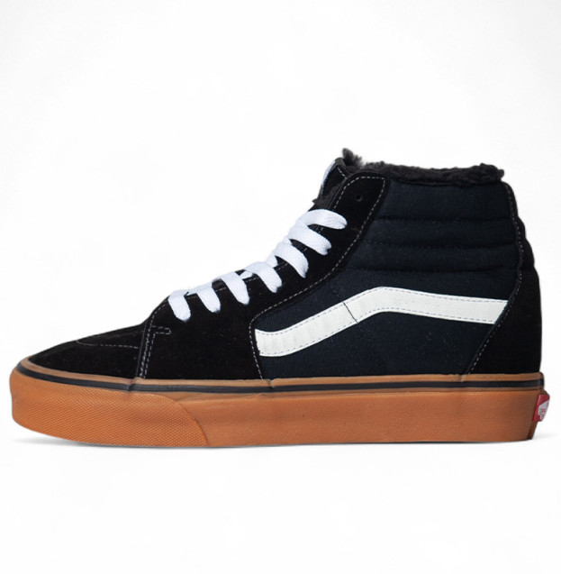 Vans Old Skool High Black White Gum З ХУТРОМ