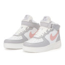 Кросівки Nike Air Force 1 High Grey Pink Winter С МЕХОМ