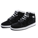 Кросівки Jordan 1 Retro Mid Black White Winter С МЕХОМ