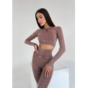 Спортивний одяг Комплект Легінси з Push-Up Ефектом + Рашгард Коричневий