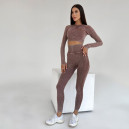 Комплект Легінси з Push-Up Ефектом + Рашгард Коричневий