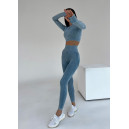 Спортивний одяг Комплект Легінси з Push-Up Ефектом + Рашгард Синій