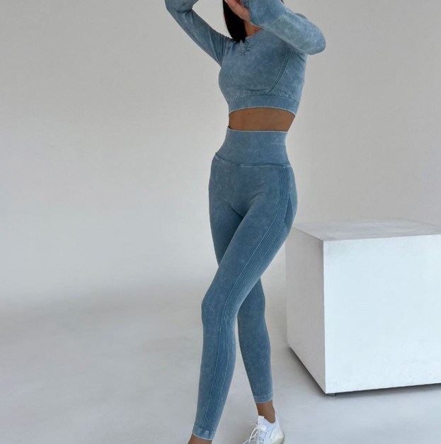 Комплект Легінси з Push-Up Ефектом + Рашгард Синій