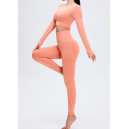 Спортивний одяг Комплект Легінси з Push-Up Ефектом + Рашгард Персиковий