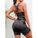 Купить Спортивні Шорти Сіро Чорні з Push-Up Ефектом FKS2352522