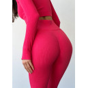 Придбати Легінси Червоні в Рубчик з Push-Up Ефектом FKS2352590