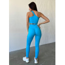 Спортивний одяг Легінси Голубі в Рубчик з Push-Up Ефектом