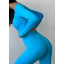 Придбати Легінси Голубі в Рубчик з Push-Up Ефектом FKS2352594