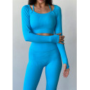 Оригінал Легінси Голубі в Рубчик з Push-Up Ефектом