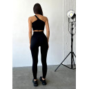 Спортивний одяг Легінси Чорні в Рубчик з Push-Up Ефектом