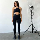 Оригінал Легінси Чорні в Рубчик з Push-Up Ефектом