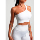 Спортивний одяг Топ Спортивний Білий в Рубчик