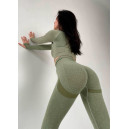 Спортивний одяг Комплект Легінси з Push-Up Ефектом + Рашгард Зелений