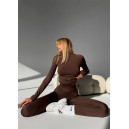 Оригінал Безшовний Базовий Комплект Легінси + Водолазка Коричневий