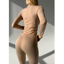 Спортивний одяг Безшовний Базовий Комплект Легінси + Водолазка Бежевий