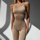Комплект Легінси з Push-Up Ефектом + Топ в Рубчик Бежевий
