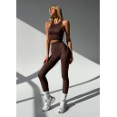 Спортивний одяг Комплект Легінси з Push-Up Ефектом + Топ в Рубчик Коричневий