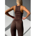 Оригінал Комплект Легінси з Push-Up Ефектом + Топ в Рубчик Коричневий