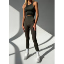 Придбати Комплект Легінси з Push-Up Ефектом + Топ в Рубчик Темно Зелений FKS2352657