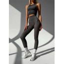 Спортивний одяг Комплект Легінси з Push-Up Ефектом + Топ в Рубчик Темно Сірий