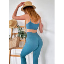 Спортивний одяг Легінси Голубі в Рубчик з Push-Up Ефектом