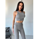 Спортивний одяг Легінси Сірі в Рубчик з Push-Up Ефектом