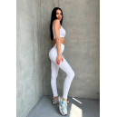 Спортивний одяг Легінси Білі в Рубчик з Push-Up Ефектом