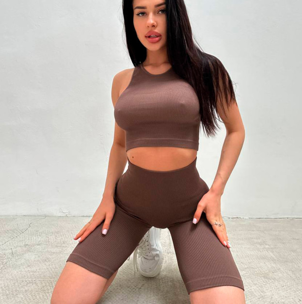 Топ Спортивний Коричневий в Рубчик